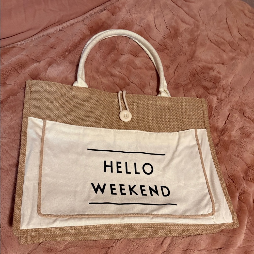 Stylish Tan and White Women's Tote Bag